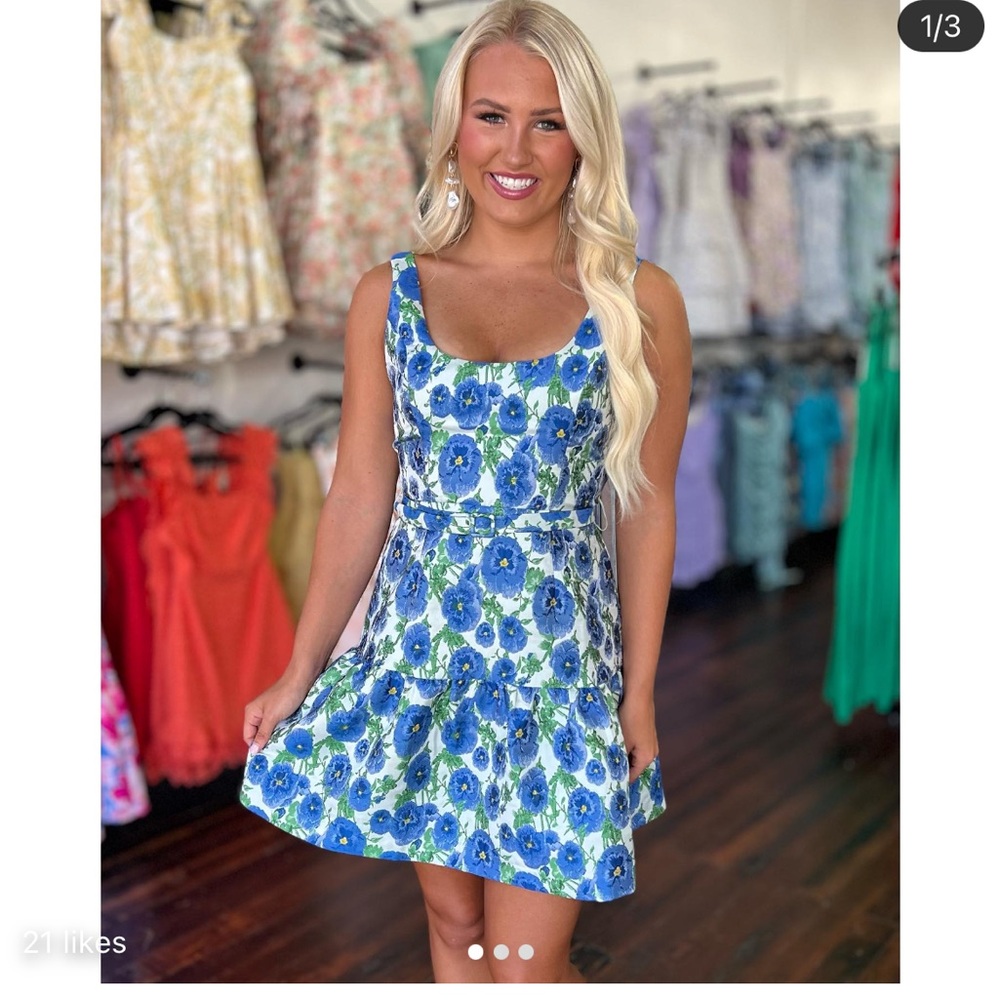 Jacquard floral mini dress